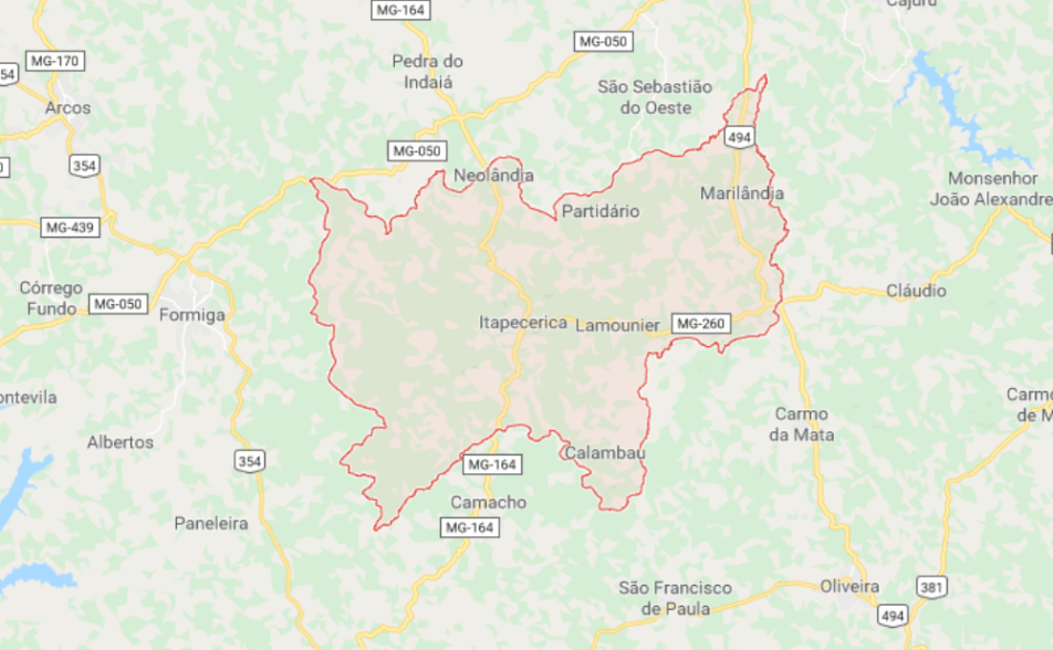 Clique para abrir o mapa de Itapecerica, Minas Gerais